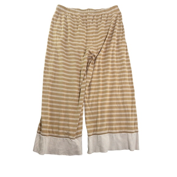 Lake Tan White Stripe Knit Cropped Wide Leg Lounge Pants Women L - Picture 6 of 13